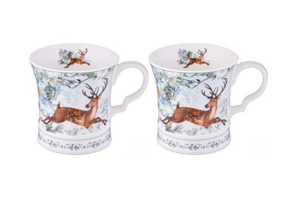 Set of mugs Christmas Deer 320 ml, Porcelain