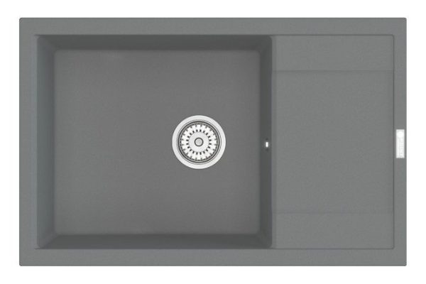 Kitchen sink with drainer POINT Veleta 78 PN3002AL, gray 78x50x22 cm