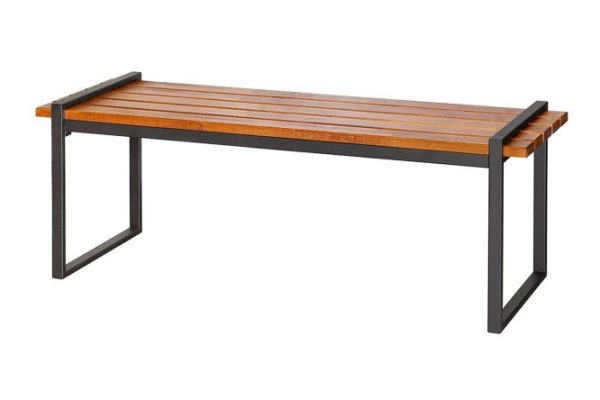 Outdoor bench Fjord 120x43.5x40 cm, frame color black, natural wood finish