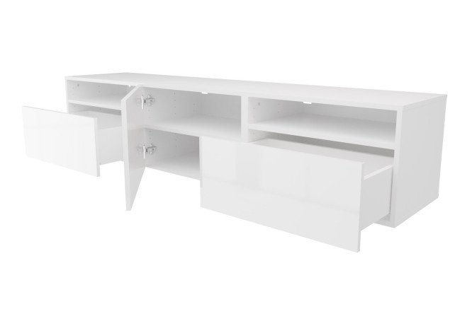 Cabinet with 2 drawers, door and shelves Oscar Amika 180x38 with closers, white / white gloss