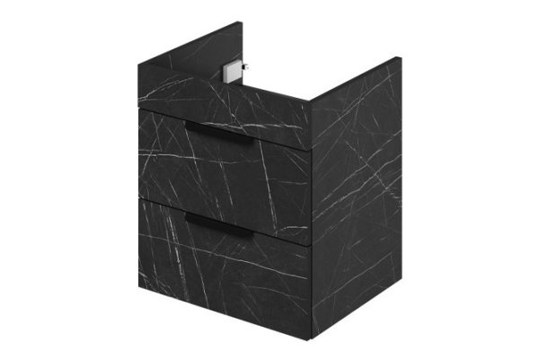 Wall-mounted sink cabinet Alta 50 46 cm, frame color: black Pietra Grigia stone, front: black Pietra Grigia stone