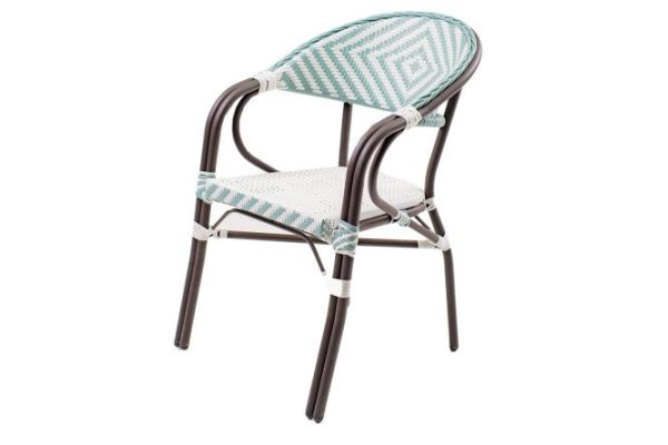 Armchair Skyblue frame color black, finishing white and blue