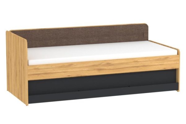 Bed Loys 90.4x202 cm color golden oak, graphite