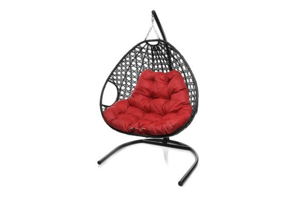 Hanging chair for two Luxury 119x186x120 cm, base and frame color white, finishing white