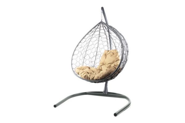 Hanging cocoon chair XL 75x186x118 cm, base and frame color gray, finishing gray