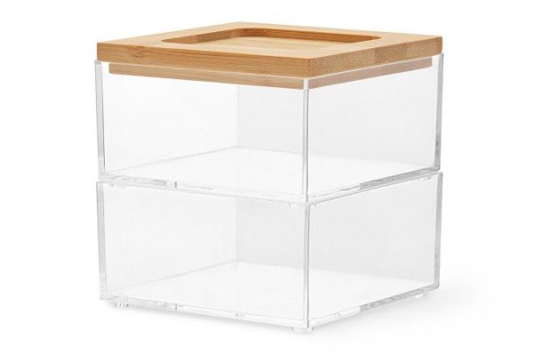 Organizer with lid MITTE Bamboo double 9.5x10x9.5 cm