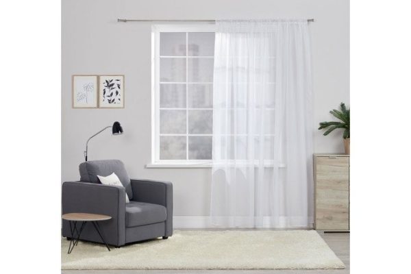 Tulle with ribbon MITTE Emily 300x260 cm, 1 piece, white