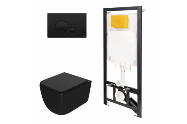 Installation with toilet and panel POINT 886914GBO3+PN41831BM black