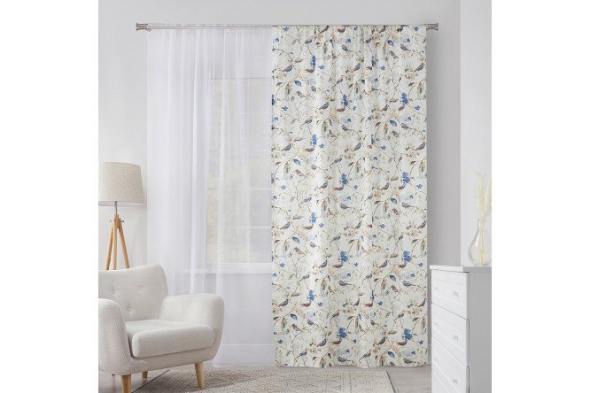 Ribbon curtain MICASA Bridgita 150x275 cm, 1 piece, white, beige, blue