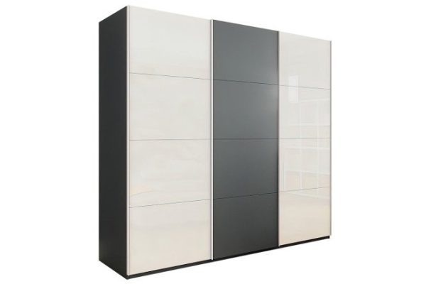 3-door wardrobe Comet 240x220x66 cm, diamond gray, white