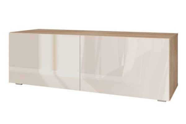 Cabinet Oscar Amika 120x40 with 2 drawers, sonoma oak / cashmere gloss