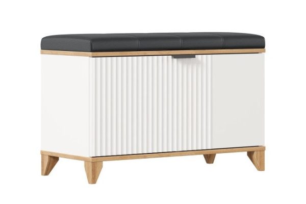 Bench Nice front color white, golden oak, upholstery black