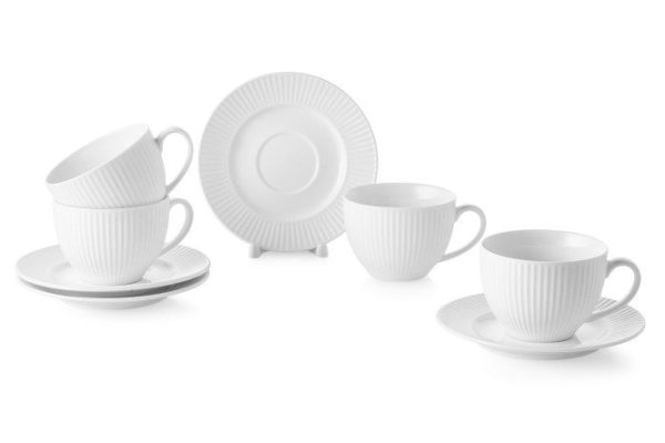 Set of tea pairs EVIO Embossed 4 persons, 8 pcs., Bone china