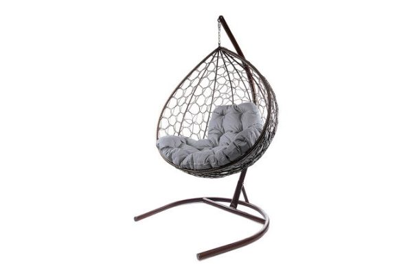 Hanging cocoon chair XL 75x186x118 cm, base and frame color brown, finishing brown