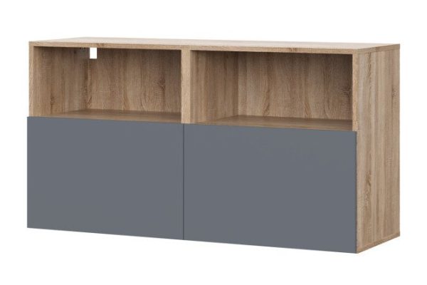 Cabinet Oscar Moon 120x64 with 2 drawers and 2 shelves, sonoma oak / graphite soft