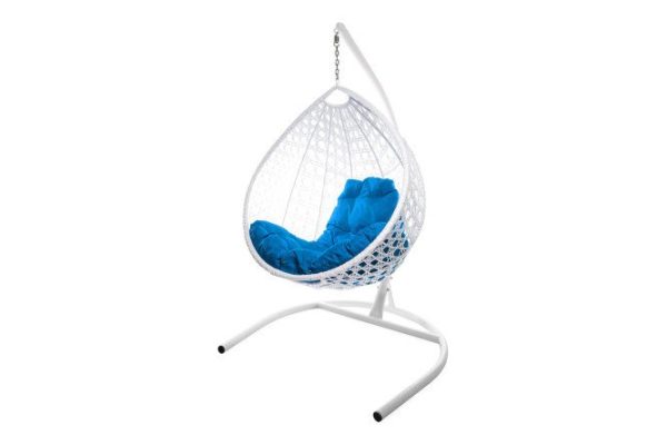 Hanging cocoon chair Drop Lux 72x186x98 cm, base and frame color white, finishing white