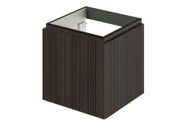 Wall-mounted sink cabinet Band left 50 cm, frame color African eucalyptus, facade African eucalyptus