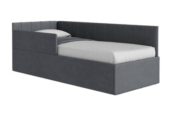 Bed with a lifting mechanism Mika with a side 90x200 cm color gray