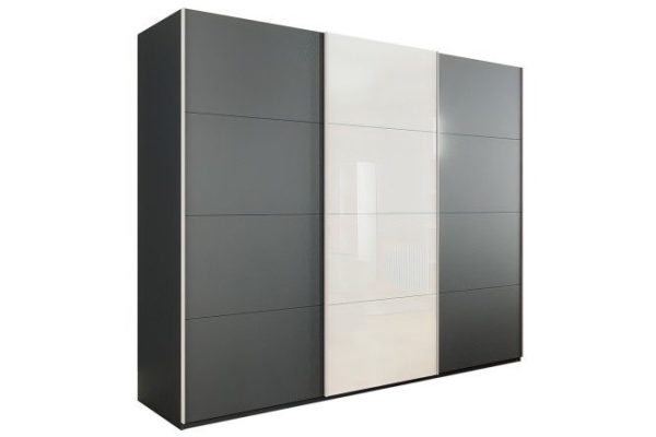 3-door wardrobe Comet 270x220x66 cm, diamond gray, white