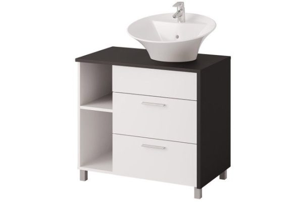 Vanity unit Bella 80.2 cm, frame color white graphite, front white