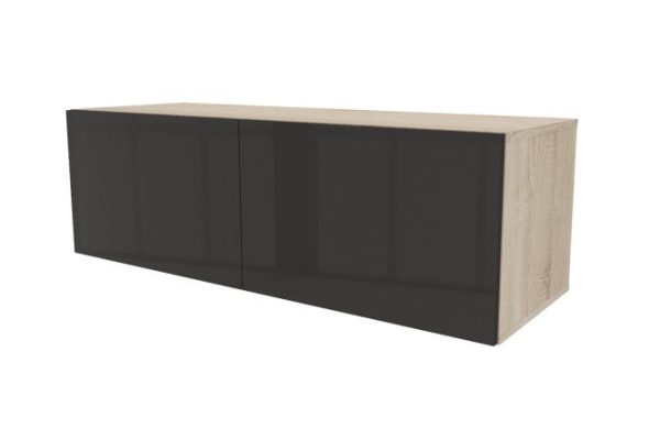 Cabinet with drawers Oscar Amika 120x38 with closers, Sonoma oak / glossy black graphite