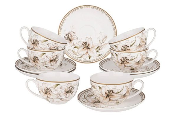 Tea set Lefard Lilies 6 persons, 12 pcs., Porcelain