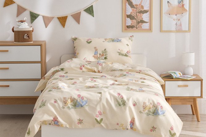 Bed linen set MICASA Funny rabbit for children Poplin, 145x210 cm