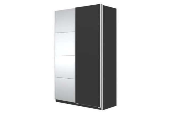 Sliding wardrobe Oscar 150x236x59.6 cm, black, with mirror inserts