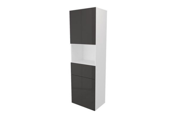 trcllgnzwywz9cnkfg3mwv1n2t6ip2ui.jpg Wardrobe 2 doors, shelf and drawer Oscar Amika 60x192 with closers, white / black graphite gloss