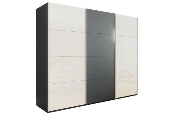 3-door wardrobe Comet 270x220x66 cm, diamond gray, white