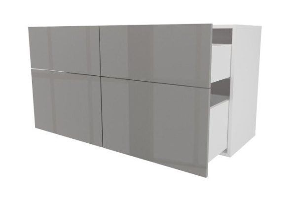 Cabinet 4 drawers Oscar Amika 120x64 with push to open, white / black graphite gloss
