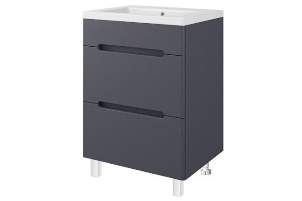 Cabinet RUNO Parma 60 00-00001454 floor-standing, 2 drawers 58.2 cm, frame color graphite, facade graphite
