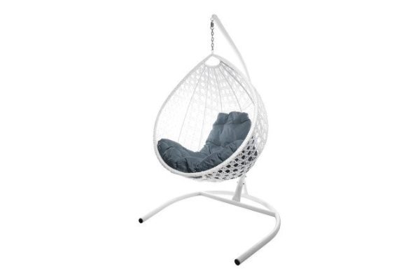 Hanging cocoon chair Drop Lux 72x186x98 cm, base and frame color white, finishing white