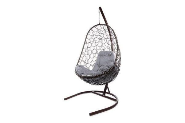 Hanging cocoon chair Oval 83x186x70 cm, base and frame color brown, finishing brown