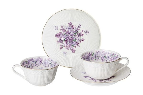 Tea set Lefard Lilac 2 persons, 4 pcs., Porcelain