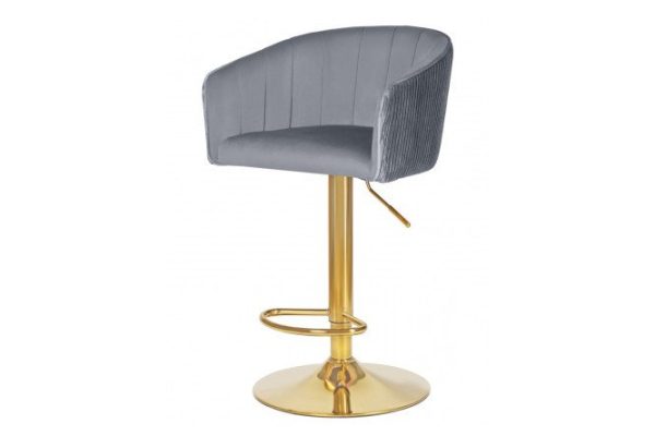 Bar chair DOBRIN Darcy Gold 51x86x46 cm, gray upholstery, gold legs
