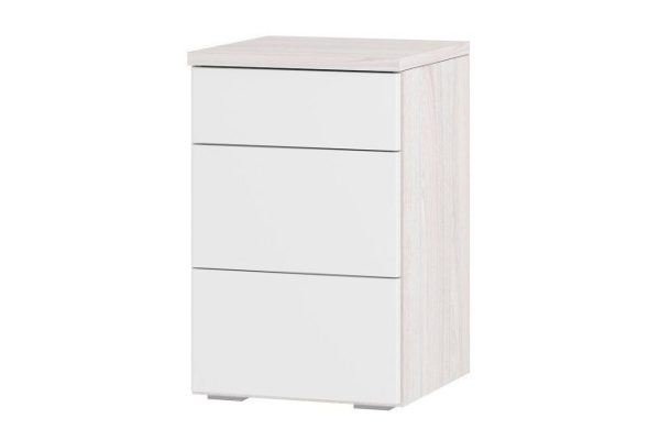 Bedside table Oscar Moon 37x59x40.7 cm, light anchor ash, talc, push to open