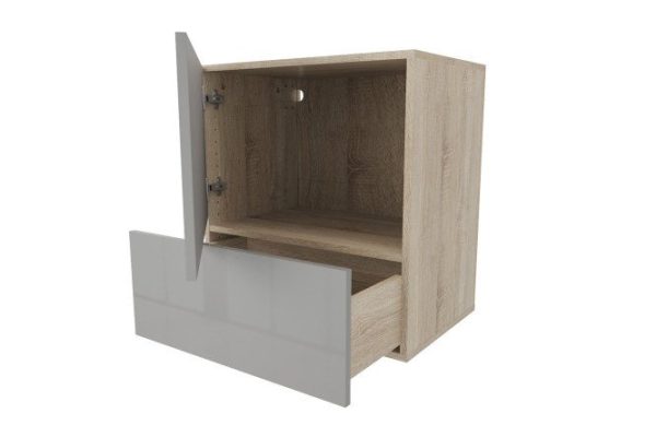 Cabinet with drawer and door Oscar Amika 60x64 with door closer, Sonoma oak / dusty gray gloss