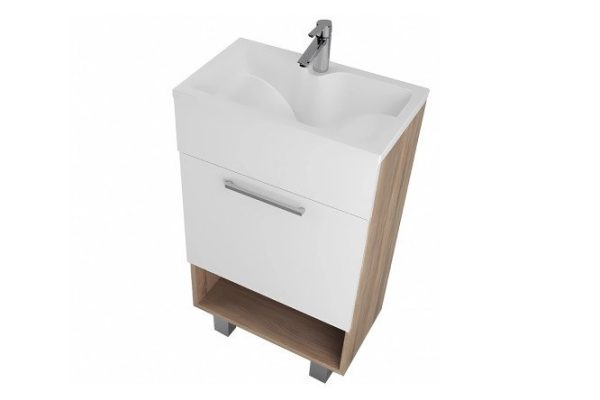 Cabinet with sink 1Marka July 50 cm, Sonoma oak color, white gloss