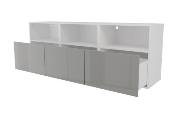 Cabinet 3 shelves and 3 drawers Oscar Amika 180x64 with closers, white / dusty gray gloss