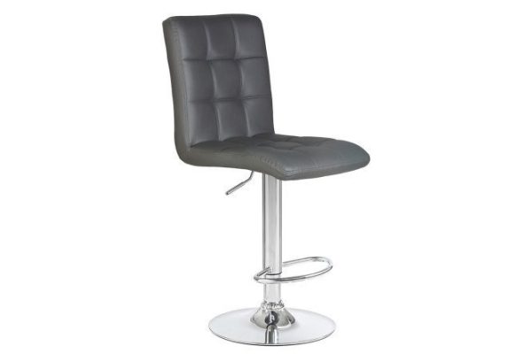 Bar chair DOBRIN Kruger 41x100x56 cm, upholstery color gray, legs chrome