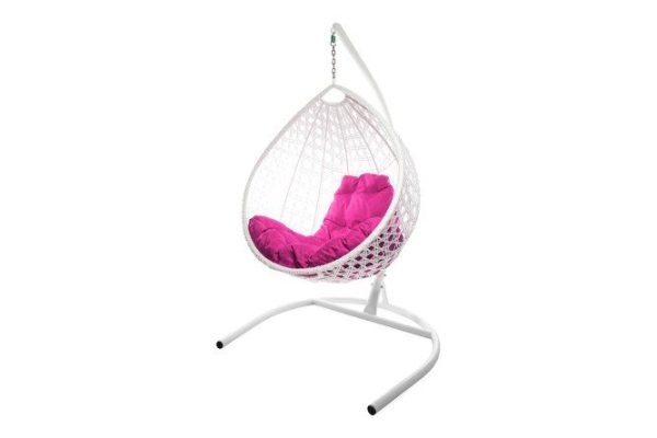 Hanging cocoon chair Drop Lux 72x186x98 cm, base and frame color white, finishing white