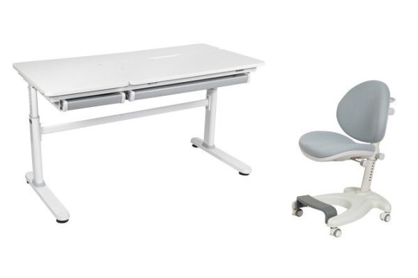 Furniture set: desk Cubby Iris Gray and armchair FunDesk Cielo Gray