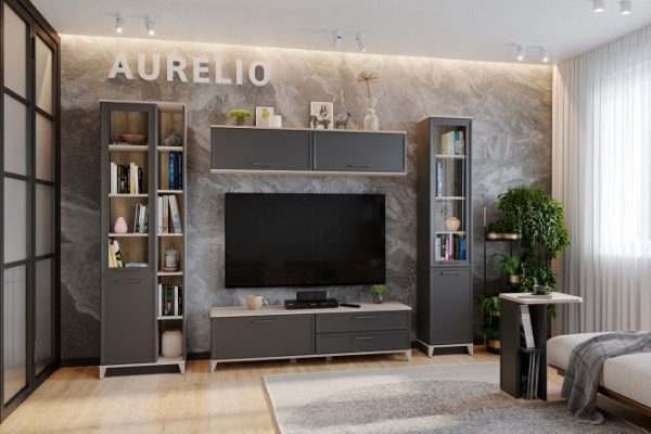 Living room Aurelio anthracite, blackwood satin, set 1