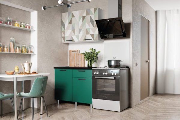 Kitchen set Eva Green forest 100x217.8x60 cm, frame color white, facade white, green