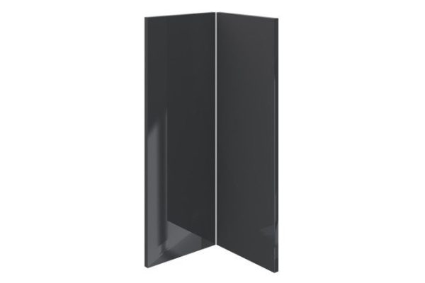 Set of fronts for wall-mounted corner L-shaped cabinet Amika black graphite gloss 25.3x71.6 cm, color black graphite gloss