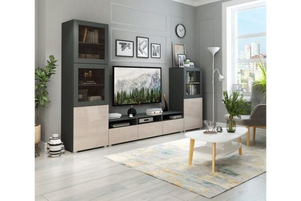 ugxr65q4n6w5cqmmwecbzyosbru0thna.jpg Living room Oscar Amika with cabinet and wardrobe with push-to-open