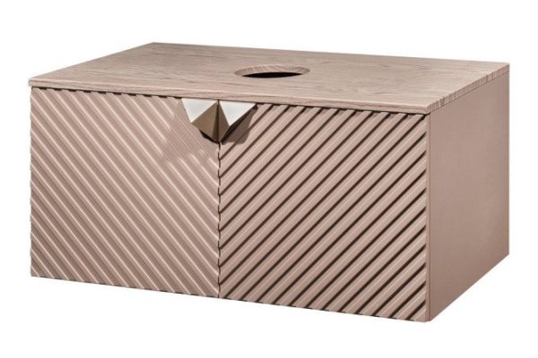 Hanging cabinet RUNO Andorra 85 cm, frame color cashmere gray, facade cocoa oak