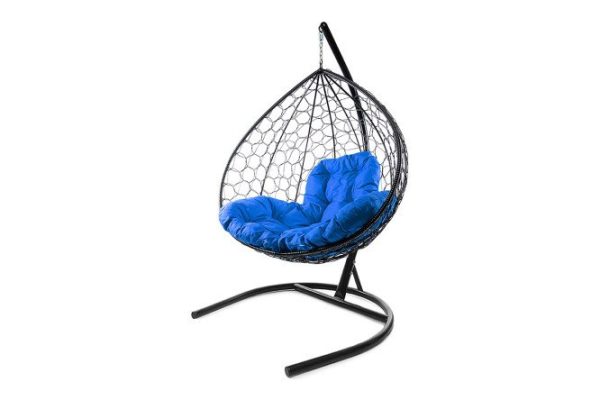 Hanging cocoon chair XL 75x186x118 cm, base and frame color black, finishing black