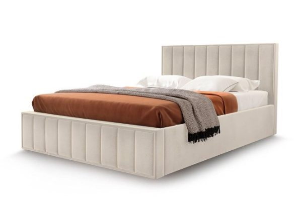 Bed with lifting mechanism Vienna 160x200 cm, beige, velor